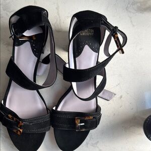 Johnston & Murphy Black Sandals with Tortoise Accents